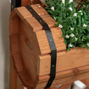 Set 3 Fioriere da Esterno a Mezza Botte 45x35x150 cm con Grigliato per Rampicanti in Legno di Abete Marrone