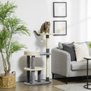 Albero Tiragraffi per Gatti a 3 Livelli H105 cm con Pali in Sisal Grigio