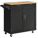 Carrello da Cucina 104x46x91 cm con Ruote in Legno Nero