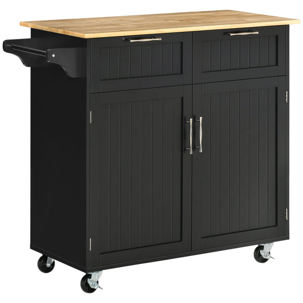 prezzo Carrello da Cucina 104x46x91 cm con Ruote in Legno Nero