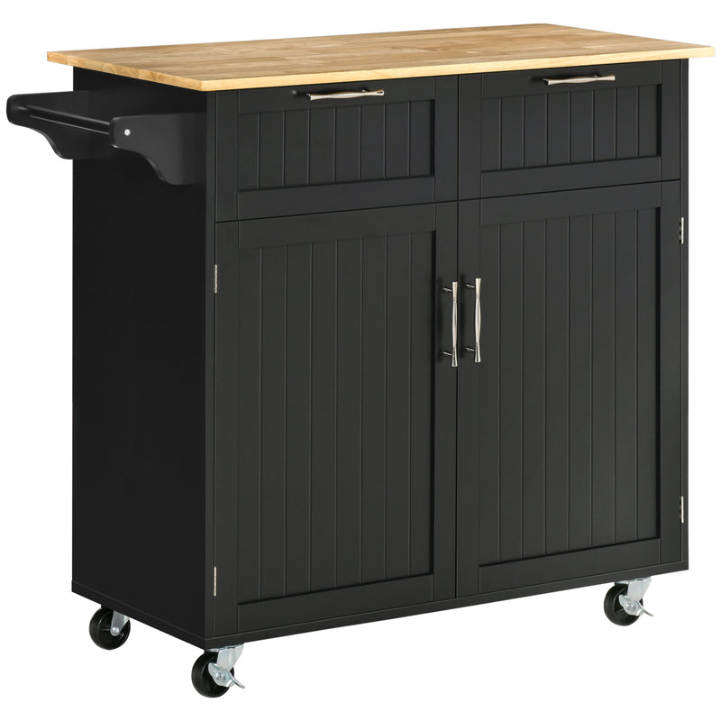 Carrello da Cucina 104x46x91 cm con Ruote in Legno Nero