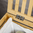 Cesto Portabiancheria a Doghe 50x36x60 cm Sacca Rimovibile in Bambù e Tessuto