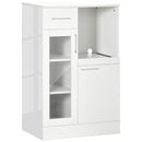 Credenza Moderna 60x40x95 cm Salvaspazio in Legno e Vetro Bianco