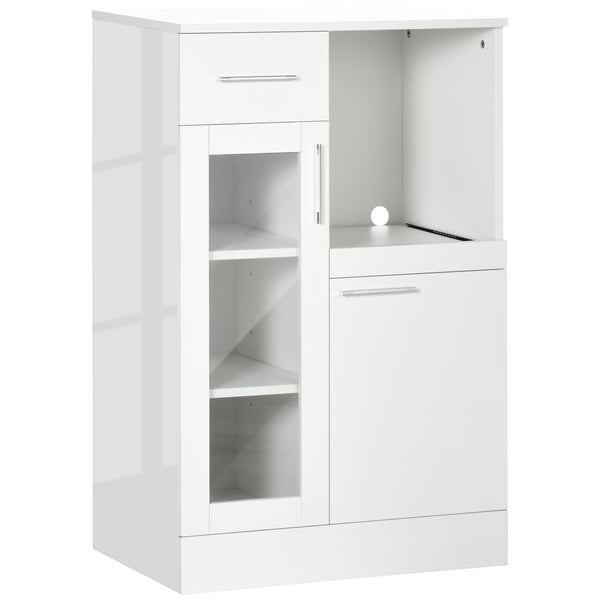 acquista Credenza Moderna 60x40x95 cm Salvaspazio in Legno e Vetro Bianco