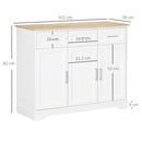 Credenza 3 Cassetti e 3 Ante 101x39x82 cm in MDF e Truciolato Bianco