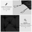 Cuscino per Sedie da Giardino 100x50 cm con Laccetti in Poliestere Nero