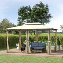 Gazebo da Giardino 3x4m con Tende in Acciaio e Poliestere Bianco e Crema