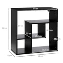 Libreria da Parete 60x25x60 cm Ripiani Asimmetrici in Legno Truciolare Nero