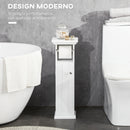 Mobiletto Bagno 21,5x17,8x66,5 cm con Porta Carta Igienica in Legno MDF Bianco