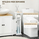 Mobiletto Bagno 21,5x17,8x66,5 cm con Porta Carta Igienica in Legno MDF Bianco