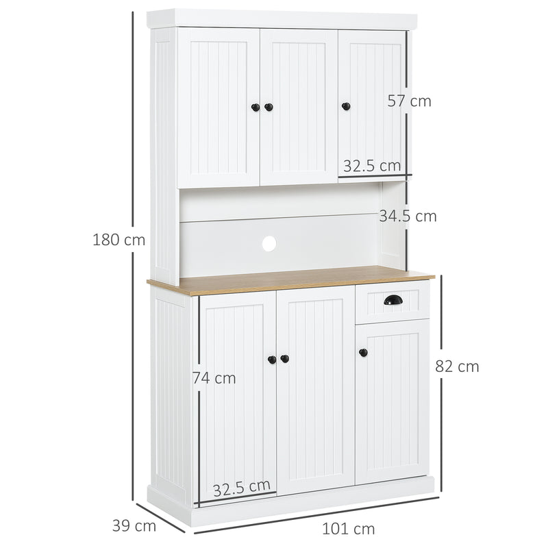 Credenza Cucina 101x39x180 cm 1 Cassetto 6 Ante in Legno Bianco