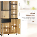 Credenza Cucina 90x40x180 cm in Truciolato e Legno di Pino