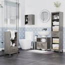 Mobiletto Bagno Salvaspazio 2 Ripiani 1 Cassetto 40x30x89 cm in Legno Grigio