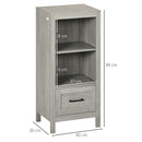 Mobiletto Bagno Salvaspazio 2 Ripiani 1 Cassetto 40x30x89 cm in Legno Grigio