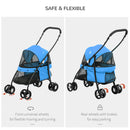 Passeggino per Cani Pieghevole 82x47x97 cm in Tessuto Oxford Blu