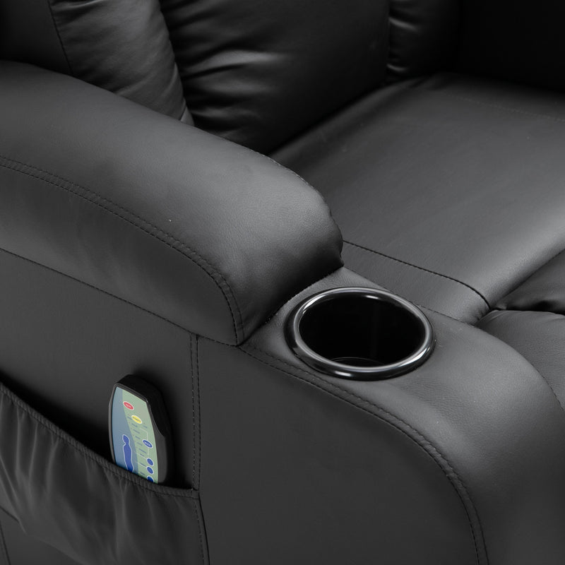 Poltrona Relax Massaggiante 85x94x104 cm Reclinabile in Similpelle Nero