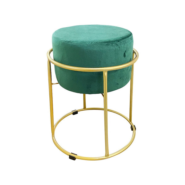 sconto Hocker aus grünem Samt 44x38 cm mit goldener Metallstruktur