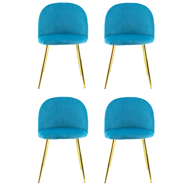 online Set mit 4 Stühlen 50 x 45 x 80 cm in Samtstoff mit Fuß in Blaugold