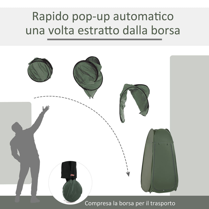 Tenda da Doccia Pop Up Impermeabile 100x100x185 cm in Poliestere Verde Militare    