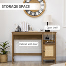 Scrivania da Ufficio 110x48x76 cm in Legno e Rattan Noce