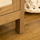 Scrivania da Ufficio 110x48x76 cm in Legno e Rattan Noce