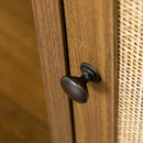 Scrivania da Ufficio 110x48x76 cm in Legno e Rattan Noce