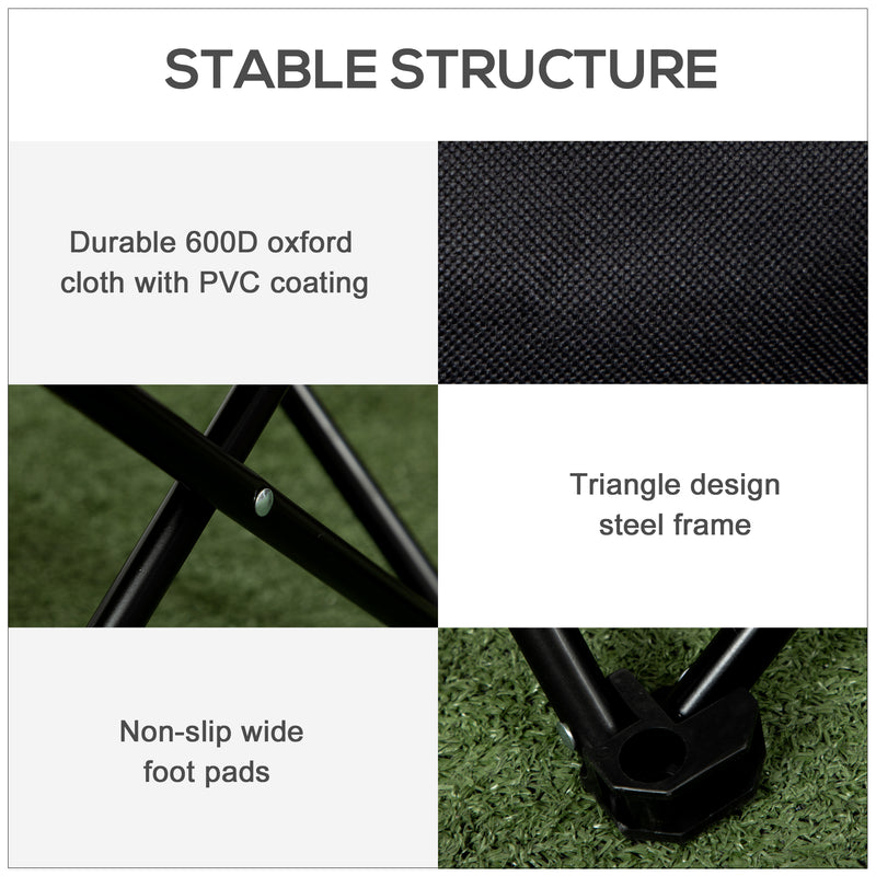 Sedia da Campeggio Pieghevole 61x54x66 cm con Borsa in Tessuto Oxford Nera