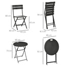 Set Tavolino e 2 Sedie Pieghevoli da Giardino in Acciaio e HDPE Grigio Scuro