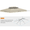 Tetto di Ricambio per Gazebo da Giardino 3x4m in Poliestere Beige