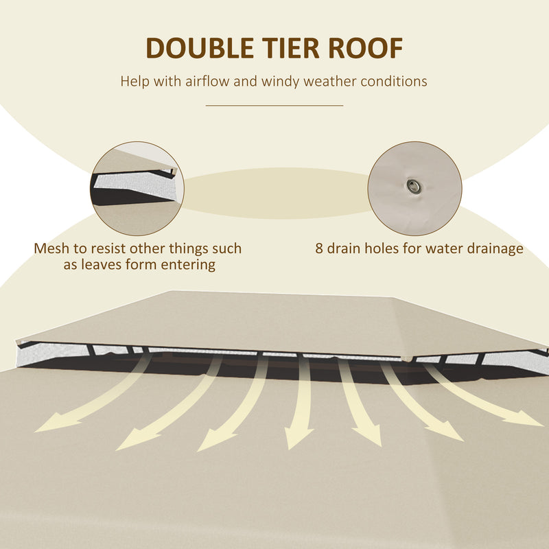 Tetto di Ricambio per Gazebo da Giardino 3x4m in Poliestere Beige