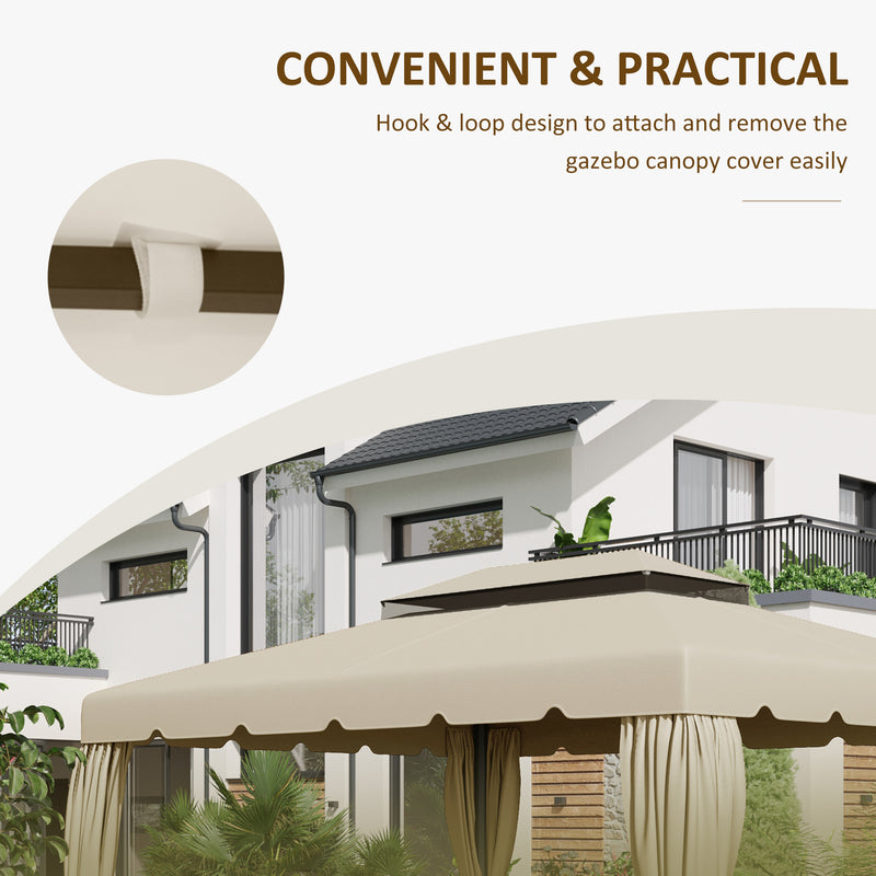 Tetto di Ricambio per Gazebo da Giardino 3x4m in Poliestere Beige