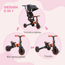 Passeggino Triciclo 3 in 1 con Sedile Girevole 360° Rosso