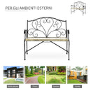 Panchina 2 Posti da giardino 100x50x88 cm in Ferro Nero e Bronzo