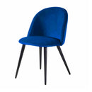 Set 4 Sedie Imbottite 49x52x79 cm in Velluto Blu e Nero