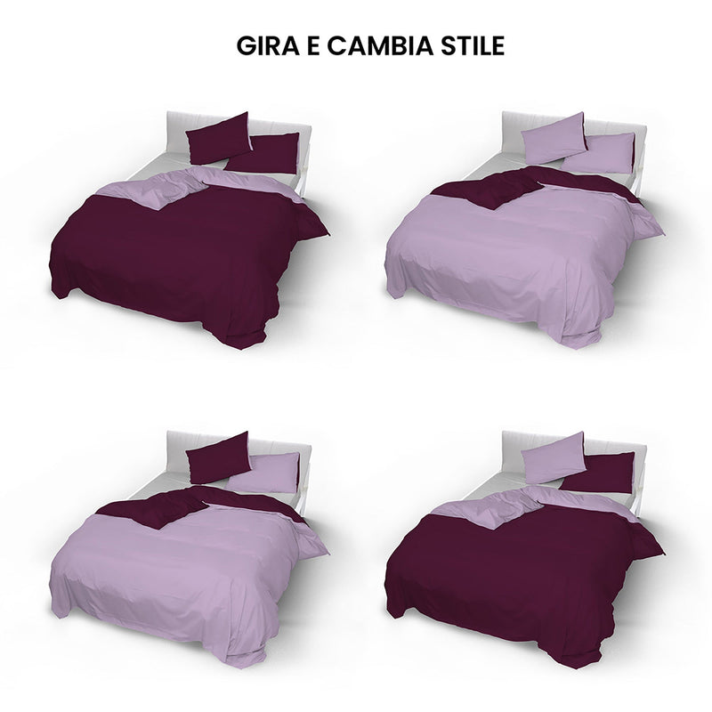 Copripiumino con Sacco e Federe Doubleface Lilla\/Prugna