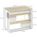 Isola da Cucina 3 Ripiani 105x65x90 cm  con Portacoltelli in Legno Truciolare Bianco