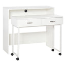Scrivania con Cassetti e Ruote 100x36x88 cm in Metallo e MDF Bianca