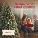 Albero di Natale Alto 180 cm  con 620 Rami Pigne e Bacche Rosse con Base in Metallo Verde      