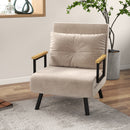 Poltrona Letto 3 in 1 con Schienale Reclinabile 63x73x81 cm e Cuscino in Tessuto Effetto Velluto Beige      
