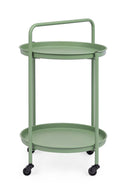 Tavolino da Esterno Carrello con Ruote Ø44,5x70h cm in Acciaio Austin Twin Leaf 