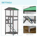Gabbia per Uccelli Voliera Alta da Esterno 68x63x165 cm 2 Porte e Vassoio Estraibile in Legno Grigio Chiaro 