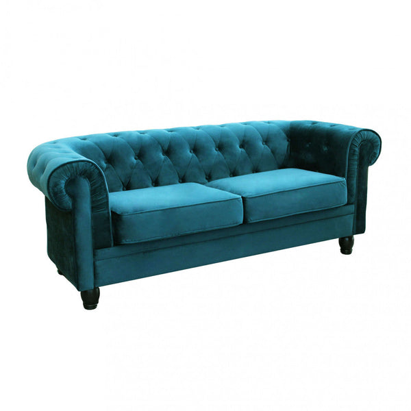 Chesterfield 3-Sitzer-Sofa 197 x 74 x 82 h cm in blauem Samt acquista