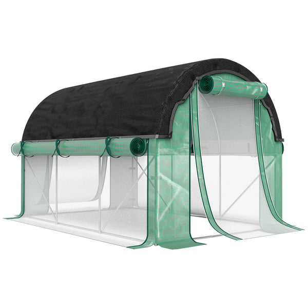 Serra a Tunnel 3x2 m con Rete Ombreggiante Extra Finestre e Ingresso a Zip in PE e Acciaio Verde prezzo