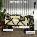 Carrello da Giardino Pieghevole 78L 105x52x70-110 cm in Acciaio Tessuto Oxford e Plastica Cachi