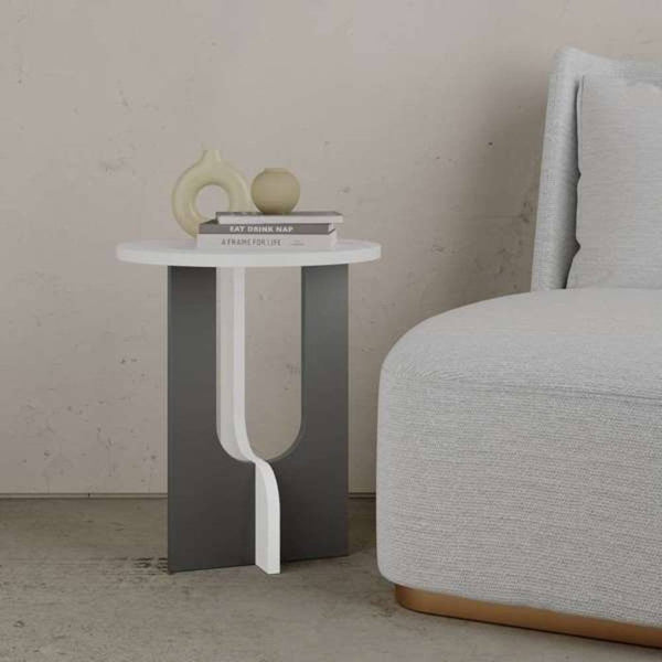 online Tavolino da Soggiorno 40x40x47 cm in MDF Luna Bianco e Antracite
