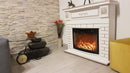 Camino Elettrico da Pavimento 100,5x115x33 cm Effetto Fiamma 1500W Orion & Zakinthos Bianco