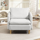 Poltrona da Salotto Moderna 90x86x91 cm Imbottitura a Molle Insacchettate in Tessuto Effetto Lino Crema  