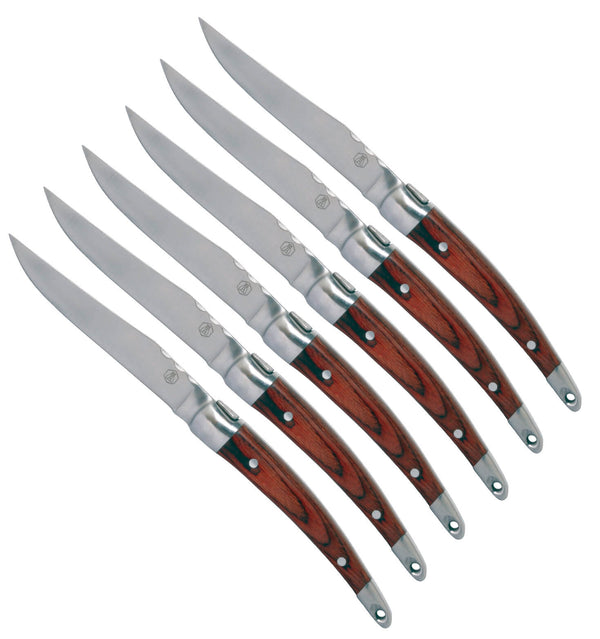 Set mit 6 Steakmessern mit glattem Klingenholzgriff online