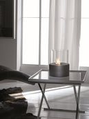 Biocamino da Tavolo 22x22xH27 cm in Metallo e Vetro Duecilindri Nero