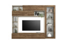 Parete Attrezzata Design Contemporaneo 277x40x210 cm con Anta Vetro Pratiko Cashmere e Noce Mercure